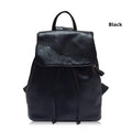Black genuine leather women's backpack with multiple compartments and street style design