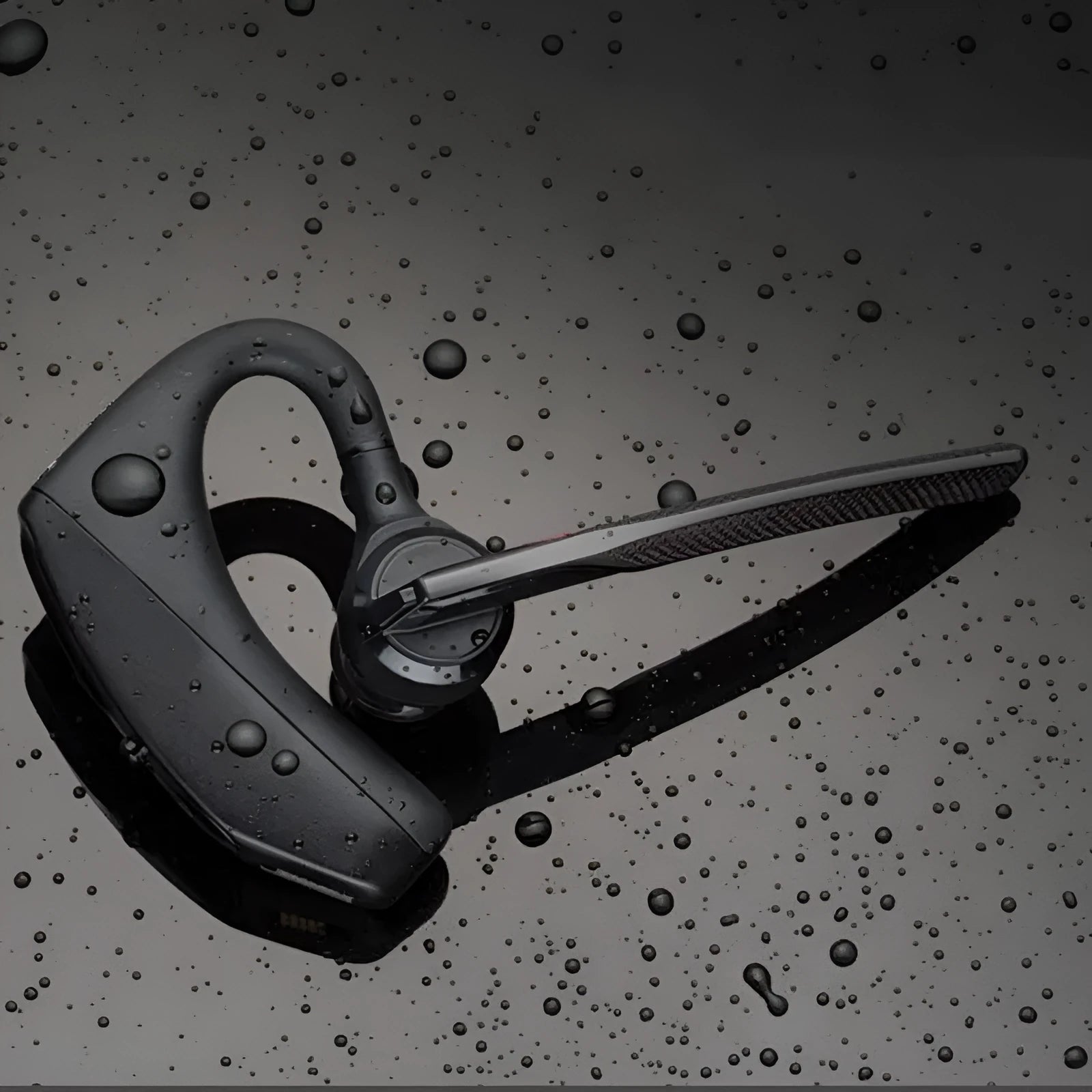 Black stereo Bluetooth sports headphones with a battery display on a plastic frame.