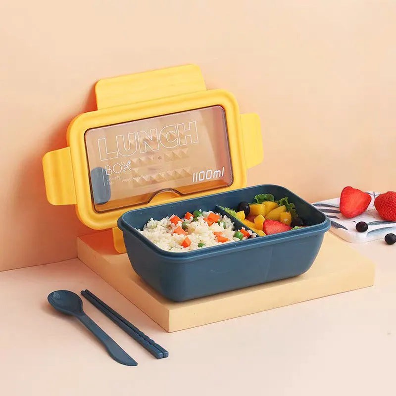 Four-layer partitioned plastic bento box with Nordic design in green colour