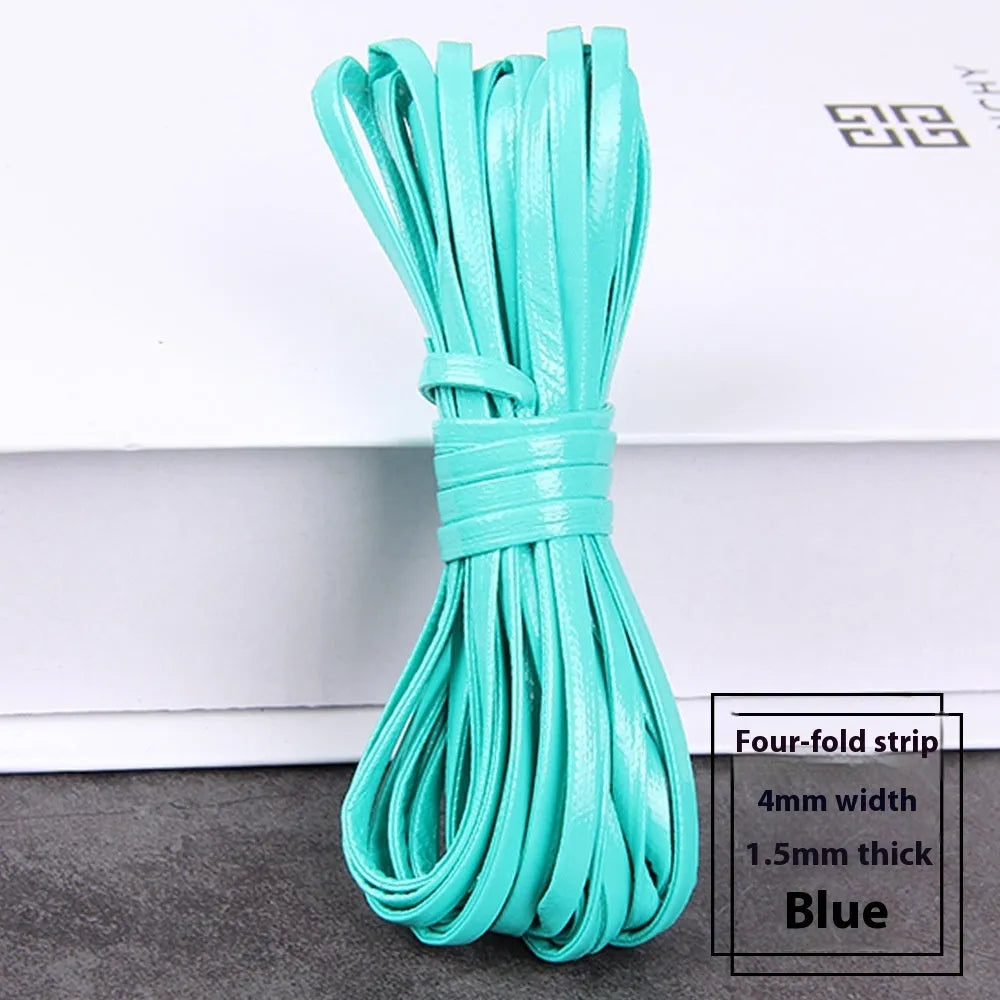 PU leather woven string cord in multiple colours showing different width options for crafting