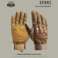 Men's black tactical training full finger gloves with touchscreen fingertips and knuckle protection