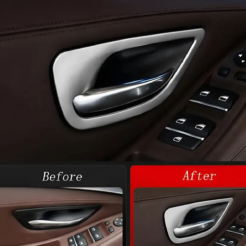 Four ABS stainless steel decorative strips for BMW 5 Series interior handles