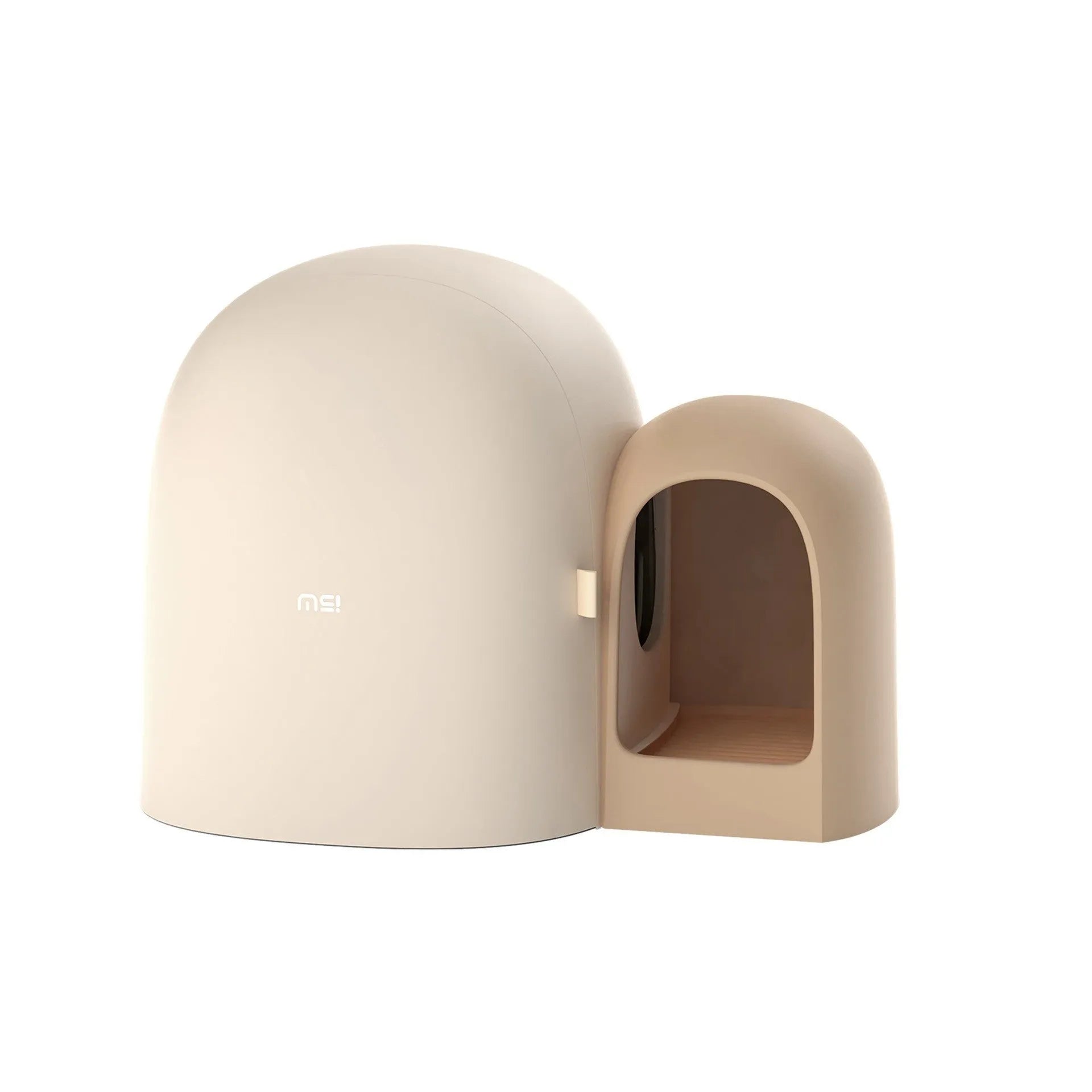 Fully enclosed oversized cat litter box in ABS plastic measuring 67.7cm long, shown in Aurora White colour.