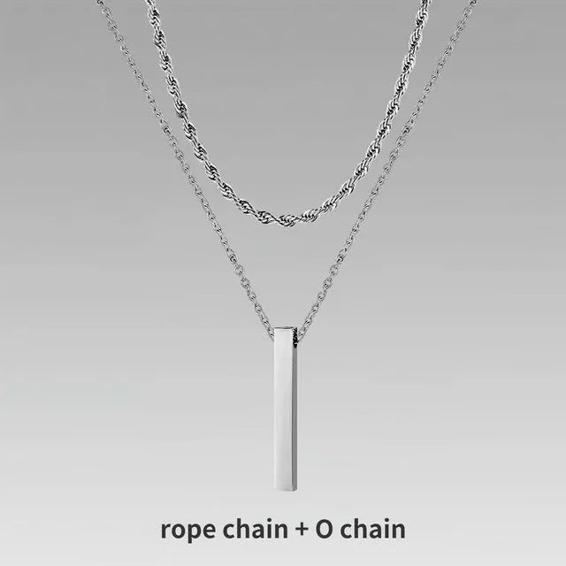 Crystal necklace for men with alloy silver pad finish in European American style