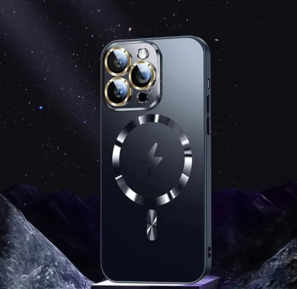 Frosted glass magnetic suction phone case in matte finish for iPhone 15 Pro Max, anti-fingerprint drop protection