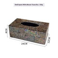 Light luxury natural shell tissue box in black for coffee table decoration with removable organizer