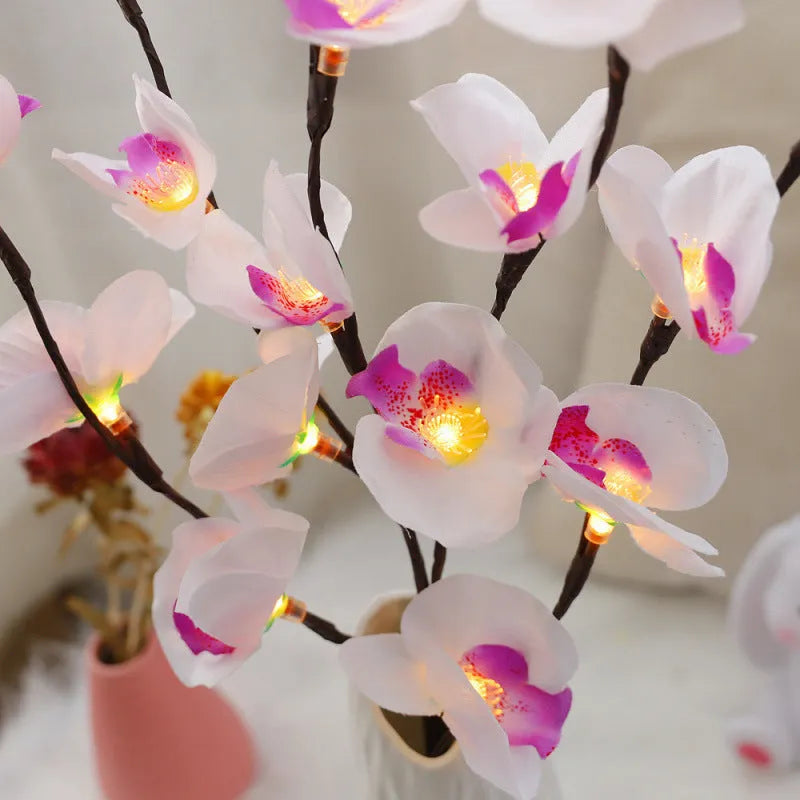 65cm long LED phalaenopsis branch decorative light with warm pink lighting and battery operation
