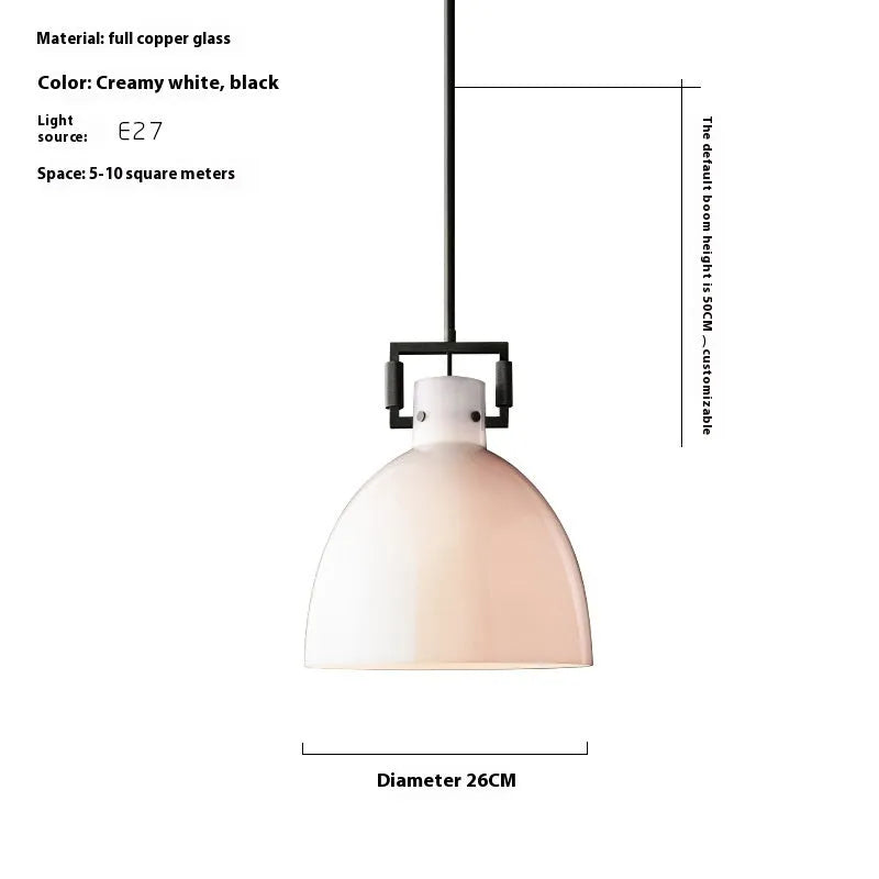 American retro striped glass chandelier with copper metal frame and transparent glass cover, 36cm diameter