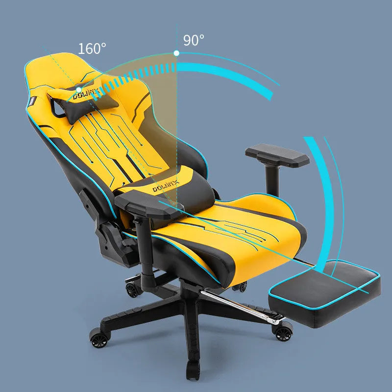 Dowinx Ls-6010 gaming chair with 4D armrests in black, grey, or yellow colours