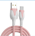 Liquid silicone USB charging cable in bright orange with Micro USB and USB Type-C connectors