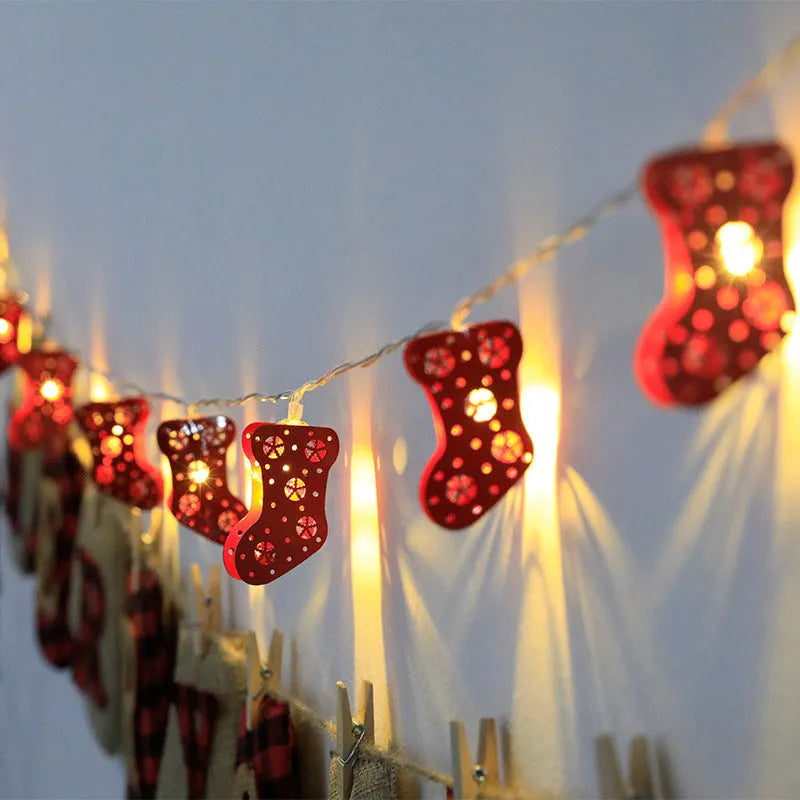 Christmas LED light string with Santa Claus, elk and snowman decorative ornaments for festive holiday decoration