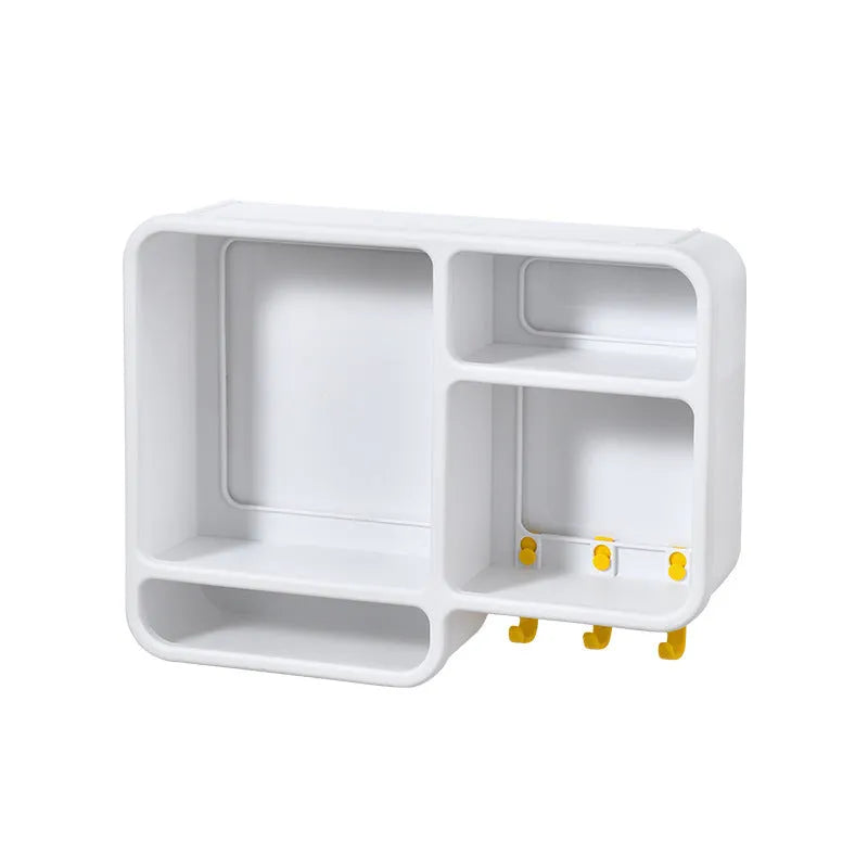 Modern simple wall-mounted plastic storage shelf in white, 36.2x27.2x9.3cm, for cosmetics and small items