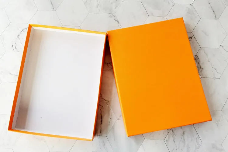 Grey board paper gift box with lid in multiple sizes and colour options including black and white card