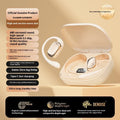 Ear-mounted wireless headphones with digital display screen in black, skin colour or white options