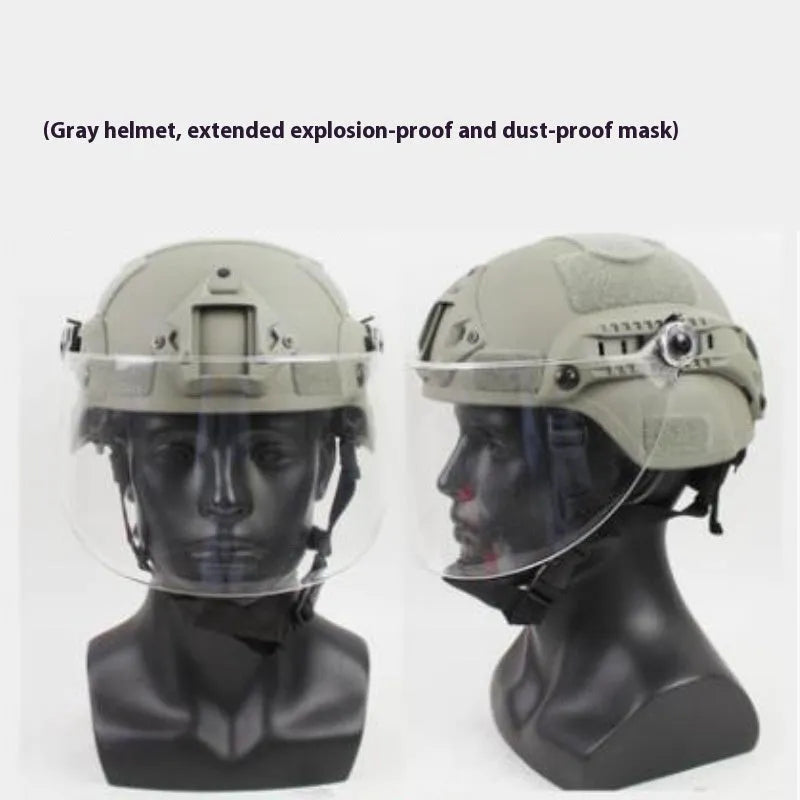 Transparent anti-riot tactical helmet with explosion-proof mask in multiple colour options