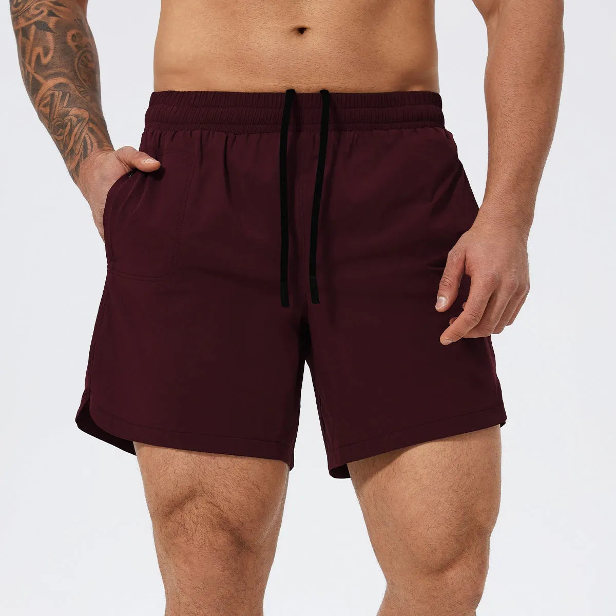 Men's nylon sports shorts in black, grey, red or blue for basketball tennis running