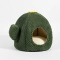 Dark green cactus-themed enclosed pet bed with removable cushion for cats and small dogs