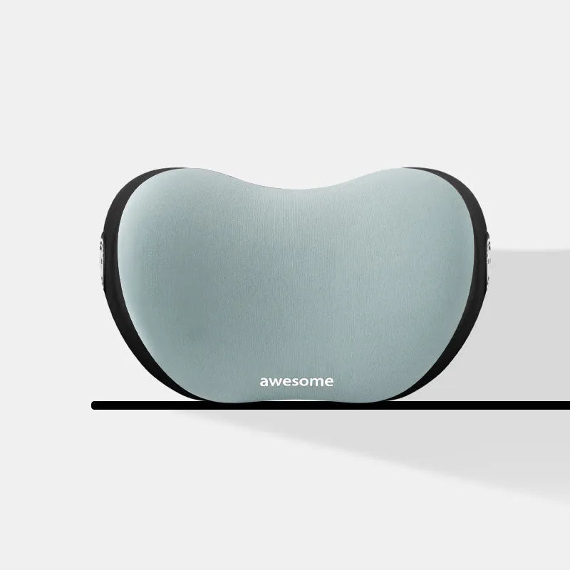 Car headrest and lumbar support pillow set in cloth material, shown in available colours.