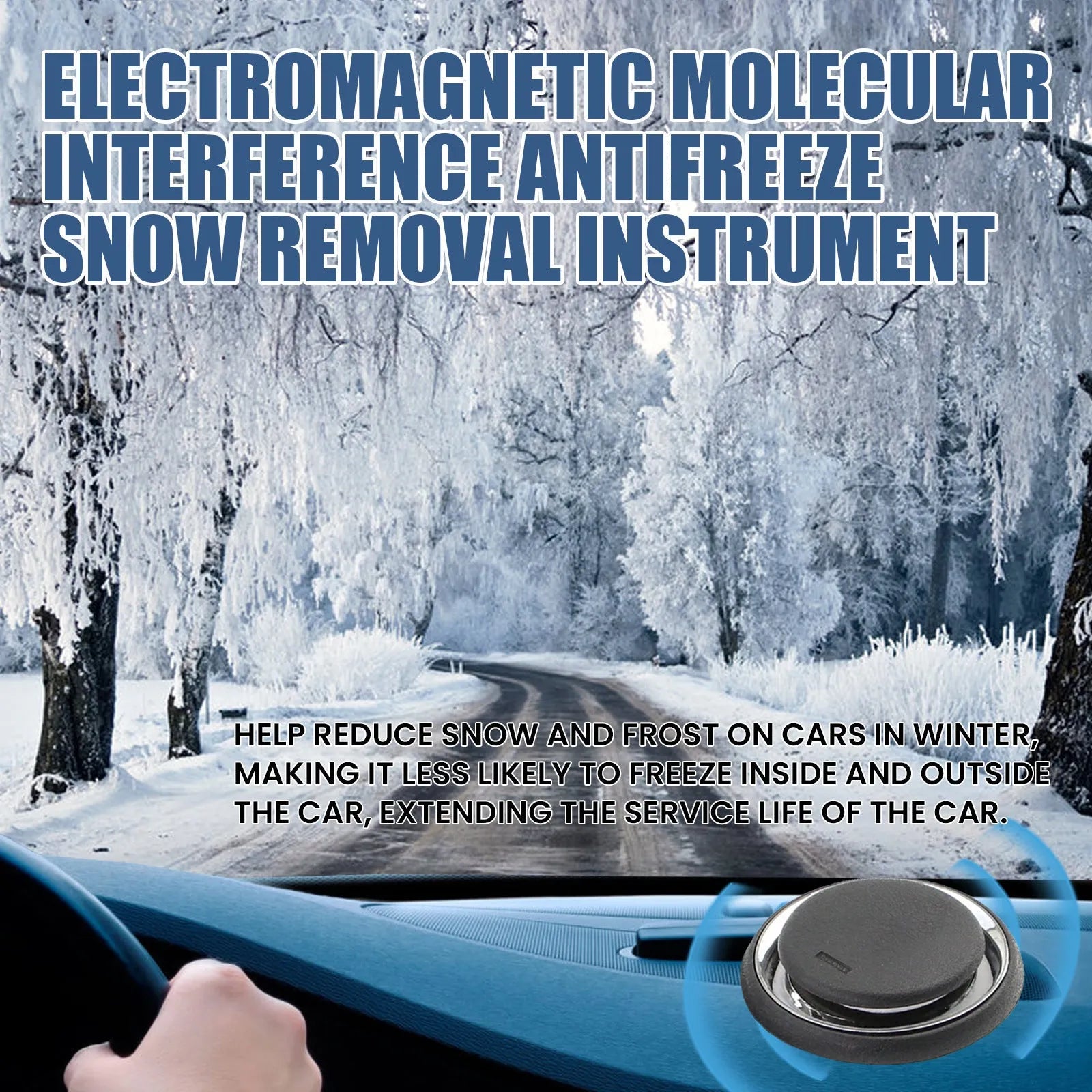 Black portable car deicing instrument for melting snow on vehicle windscreens.
