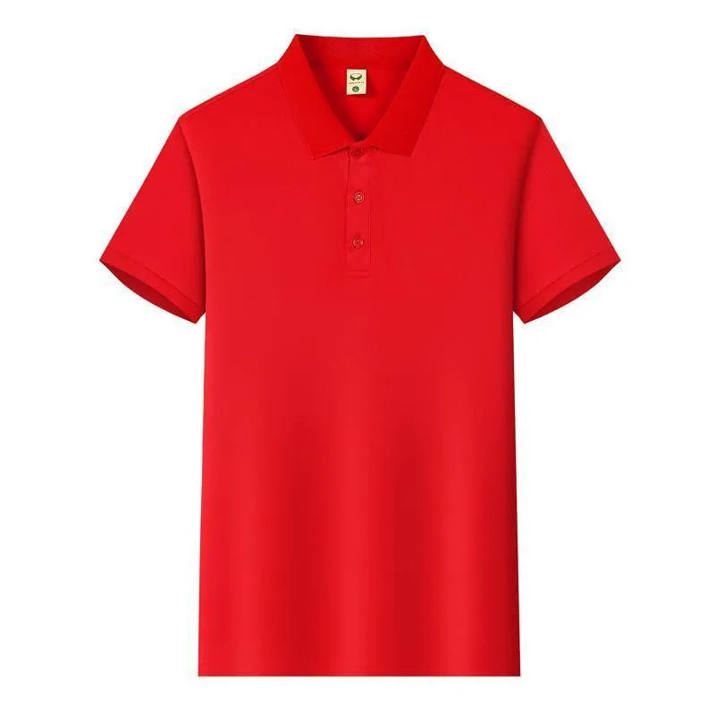 Ice Silk short sleeve lapel business shirt in multiple colours on a size chart background.