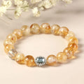 Geometric citrine crystal bracelet with 10mm polished stones and unisex design