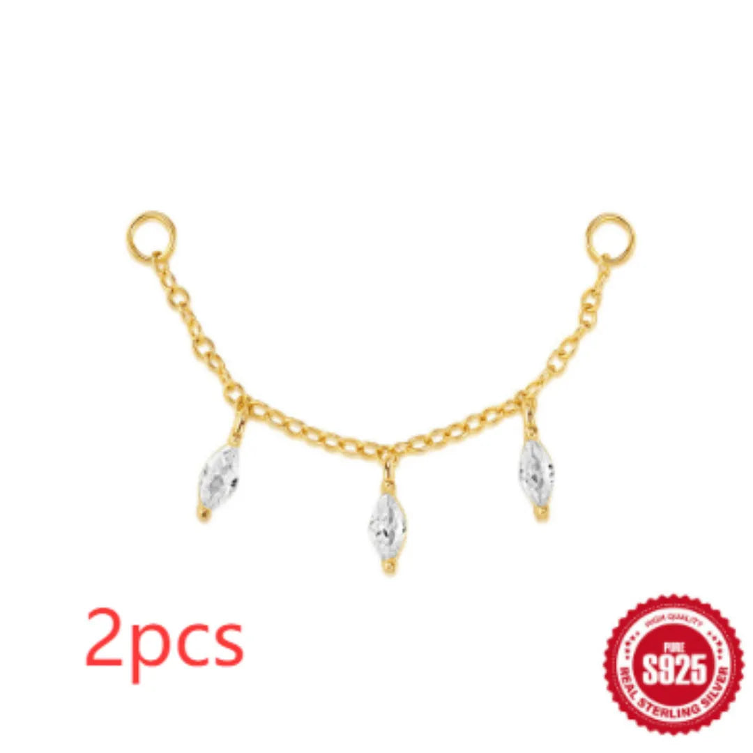 S925 sterling silver water drop shaped earrings with a flat spiral geometric design on a white background.