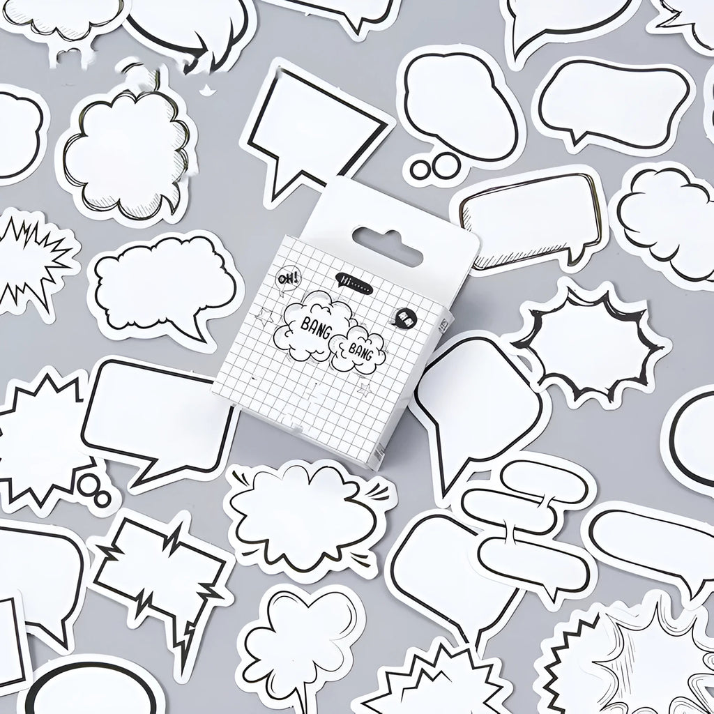 Momo original boxed stickers with black and white cartoon bubble designs for DIY craft decoration.