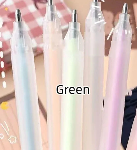 Macaroon colour dispensing pen with cap-pulling mechanism in assorted colours