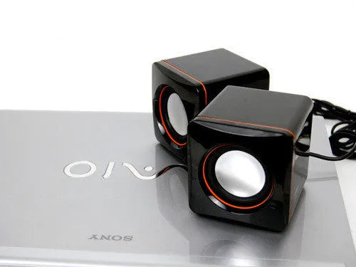 Small black square USB-powered computer speaker for PC 700B desktop systems