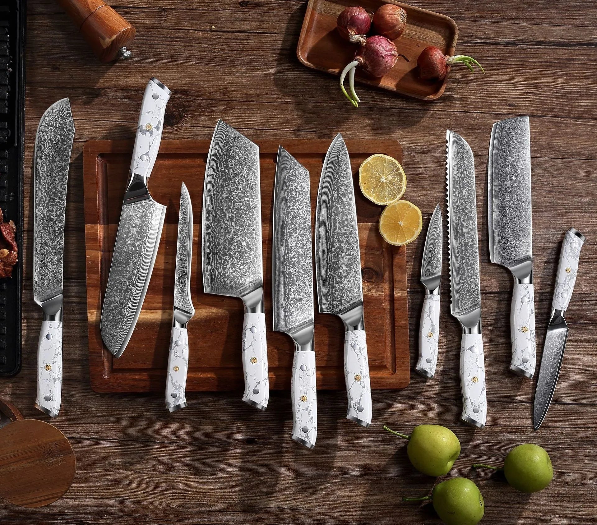 Damascus VG10 steel combined chef's knife with 21cm blade for kitchen use