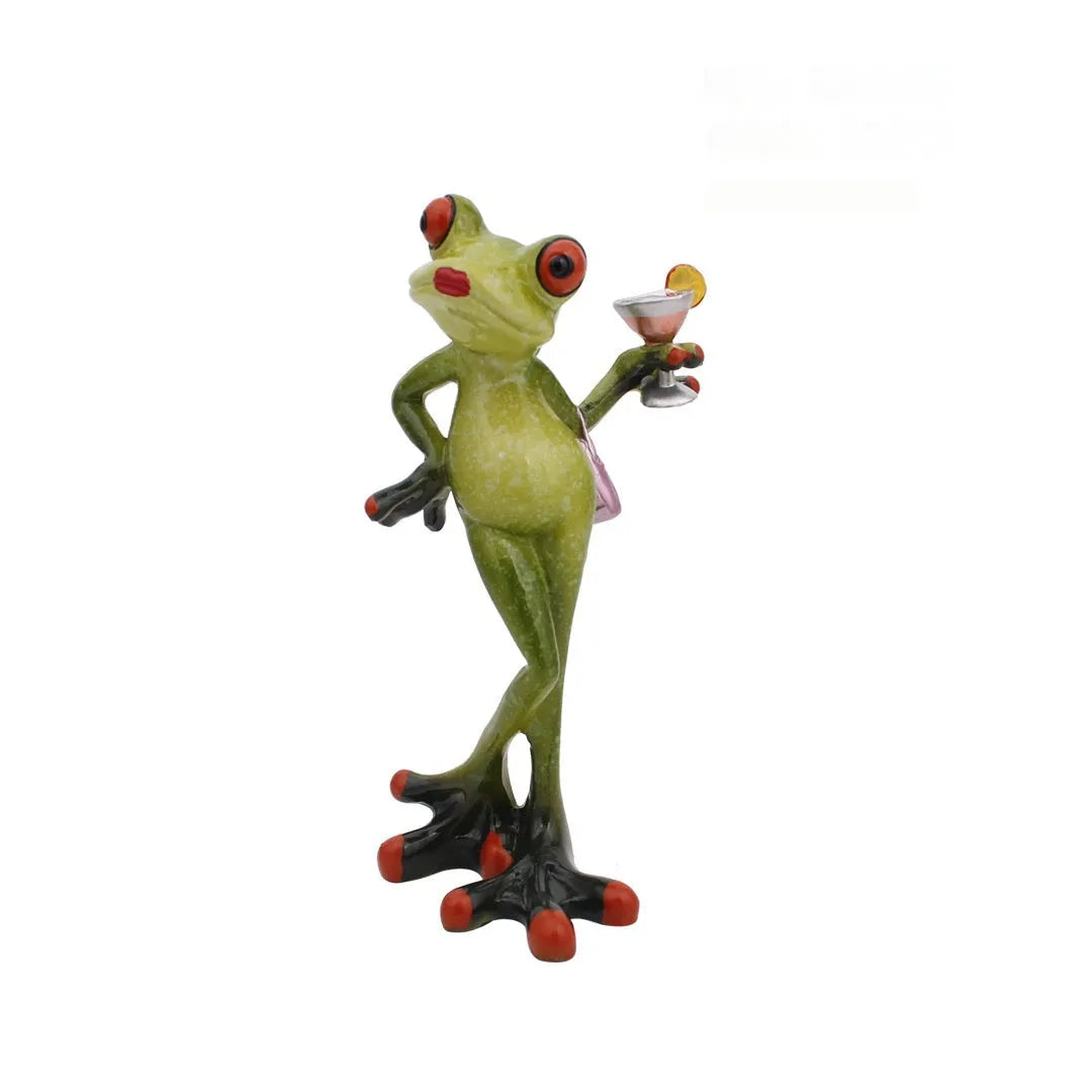 Pastoral style resin frog decoration for home interior display