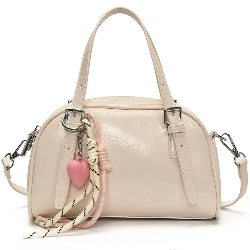 Soft PU women's small square shoulder bag with shell-shaped design in various colour options