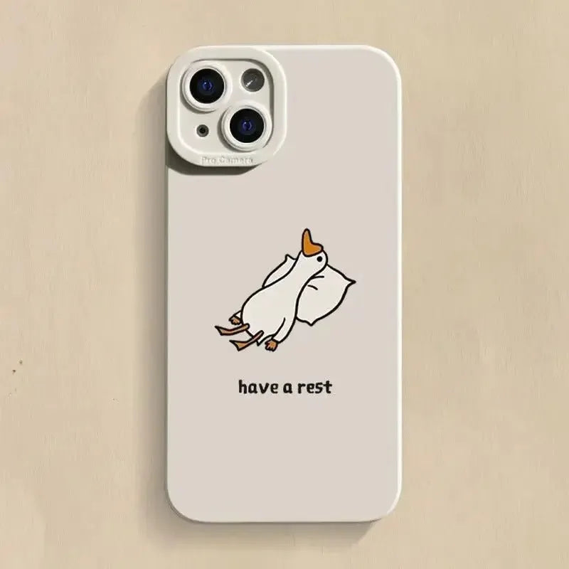 Cartoon duck design silicone phone case for Apple iPhone with TPU shockproof protection