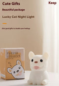 Cartoon animal USB night light with dimming control on bedside table