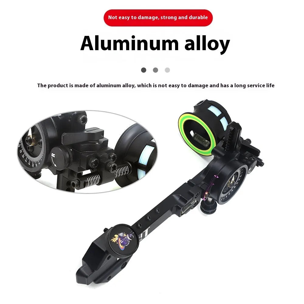 Composite laser aiming instrument archery sight with single needle and long brush holder on aluminium body