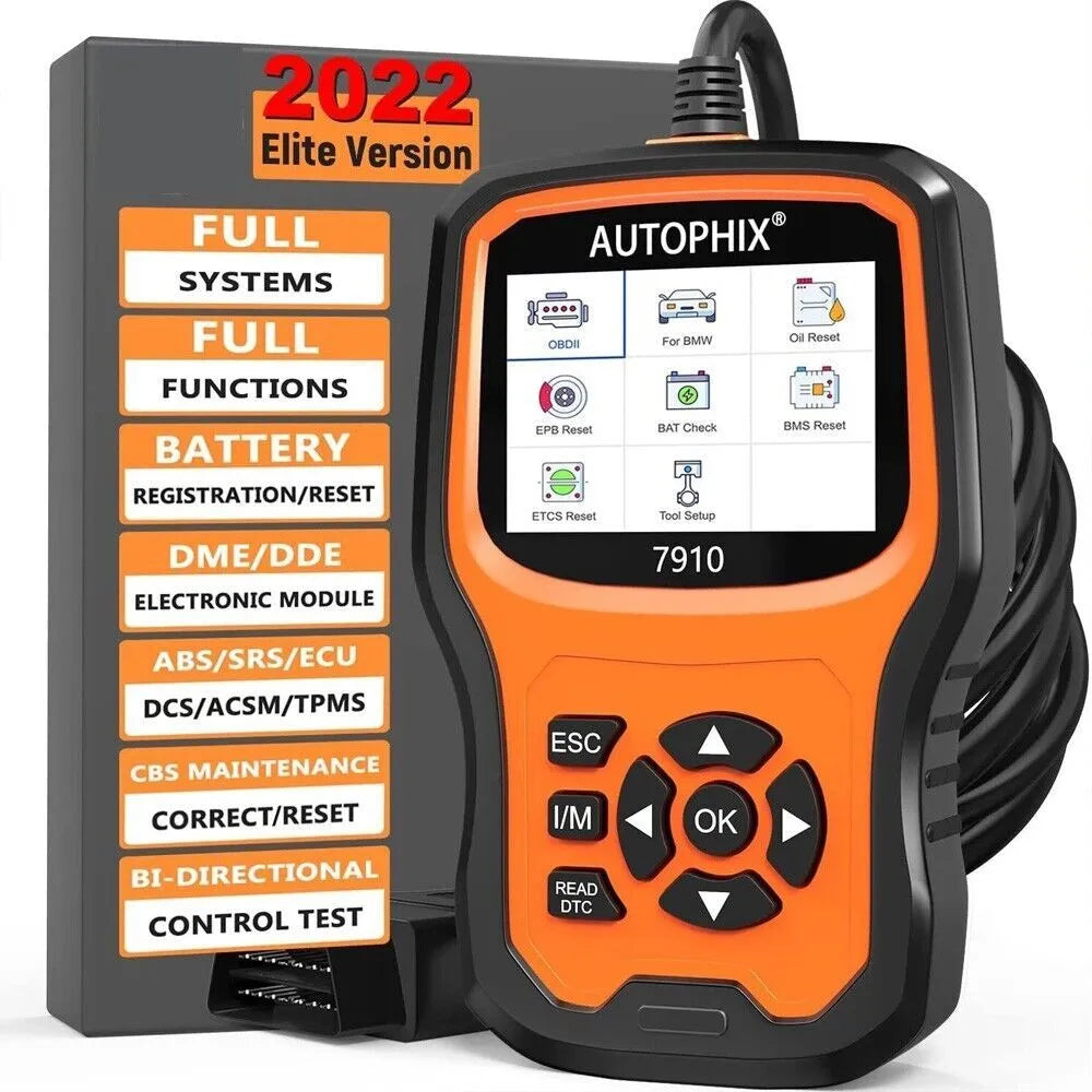 Autophix 7910 BMW full system diagnostic scanner tool with OBD2 connector