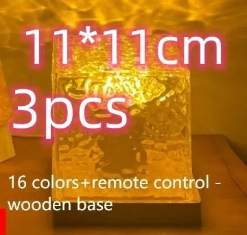 LED water ripple night light with crystal lamp and remote control projecting colourful patterns