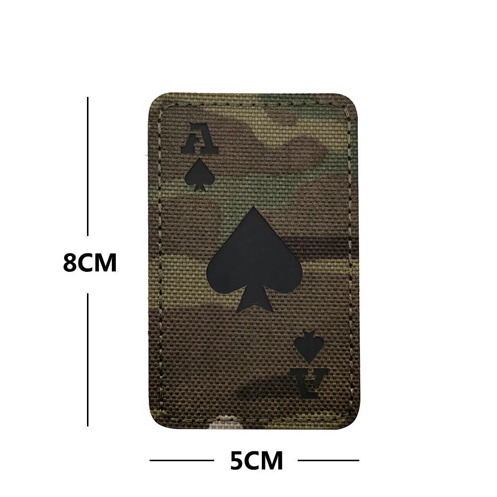 Tactical Velcro armband patch with luminous spade camouflage embroidery on nylon, 8x5cm