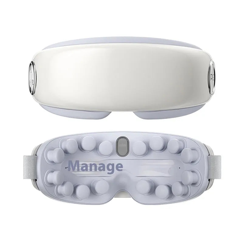 Smart Bluetooth eye moisturising and hot compress massage instrument in green, grey, or purplish grey.