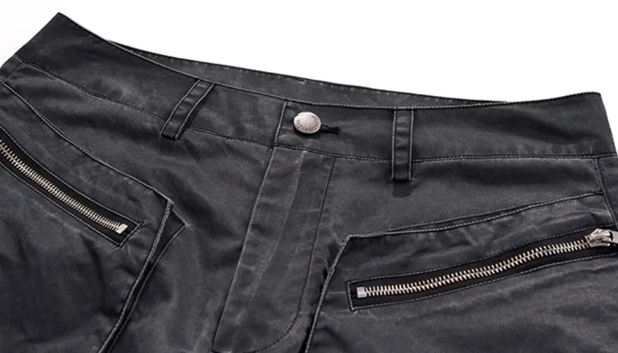 Retro three-dimensional keel casual trousers in grey rayon viscose fabric with straight hem