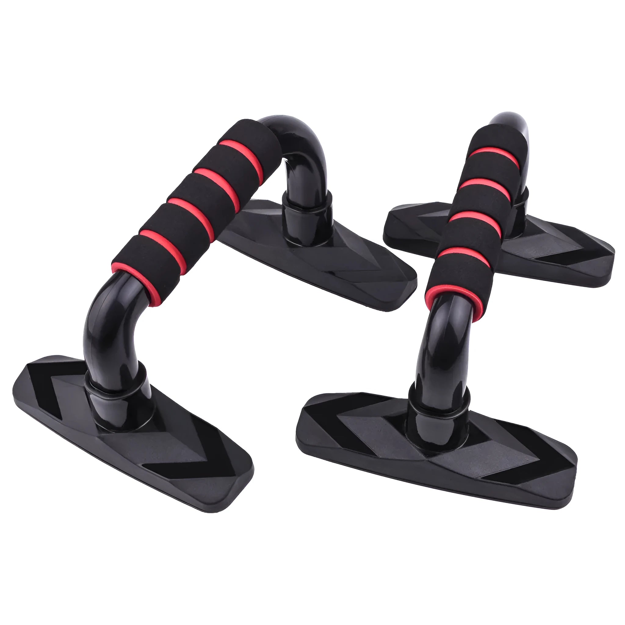 Diamond push up bars in blue, red, grey, and black colours with PP sponge handles for strength training