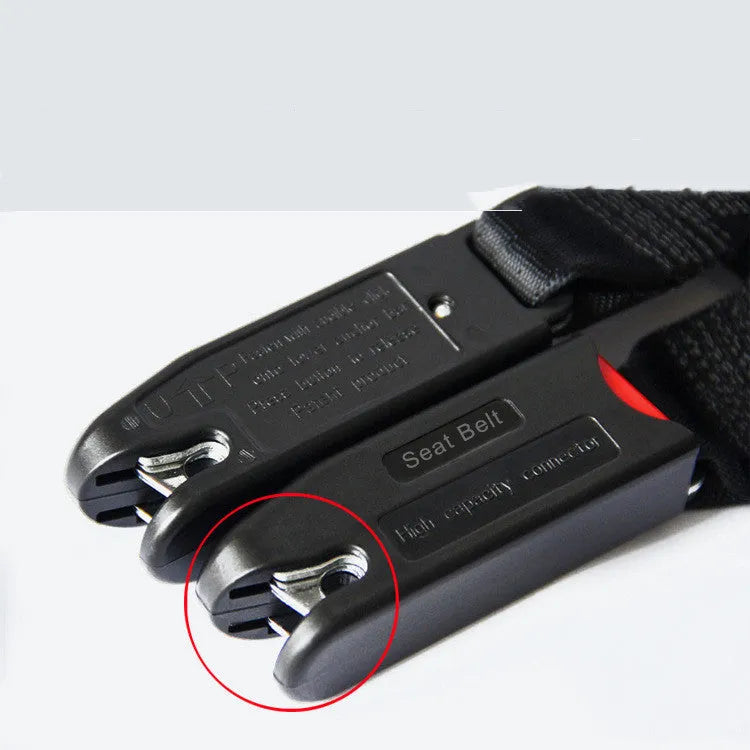 Black Isofix interface soft connection belt with steel fastener, two-point design for European car child seat fixing