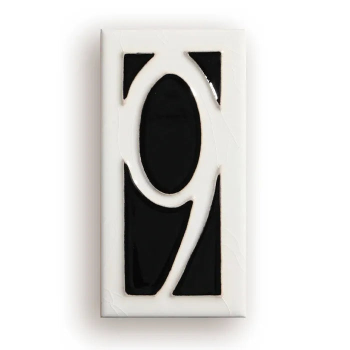 Handmade retro-style enamel ceramic doorplate number measuring 76mm by 152mm