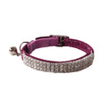 Elastic buckle cat collar with flocking material in gang drill design, shown in multiple colours.