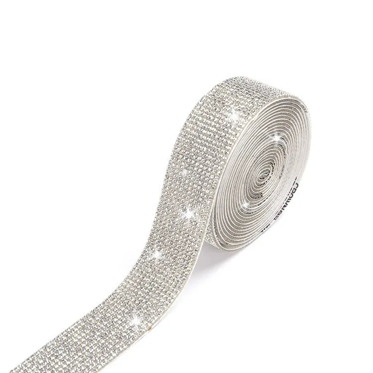 Water drill self-adhesive decorative strip for clothing and shoes in electroplated glass