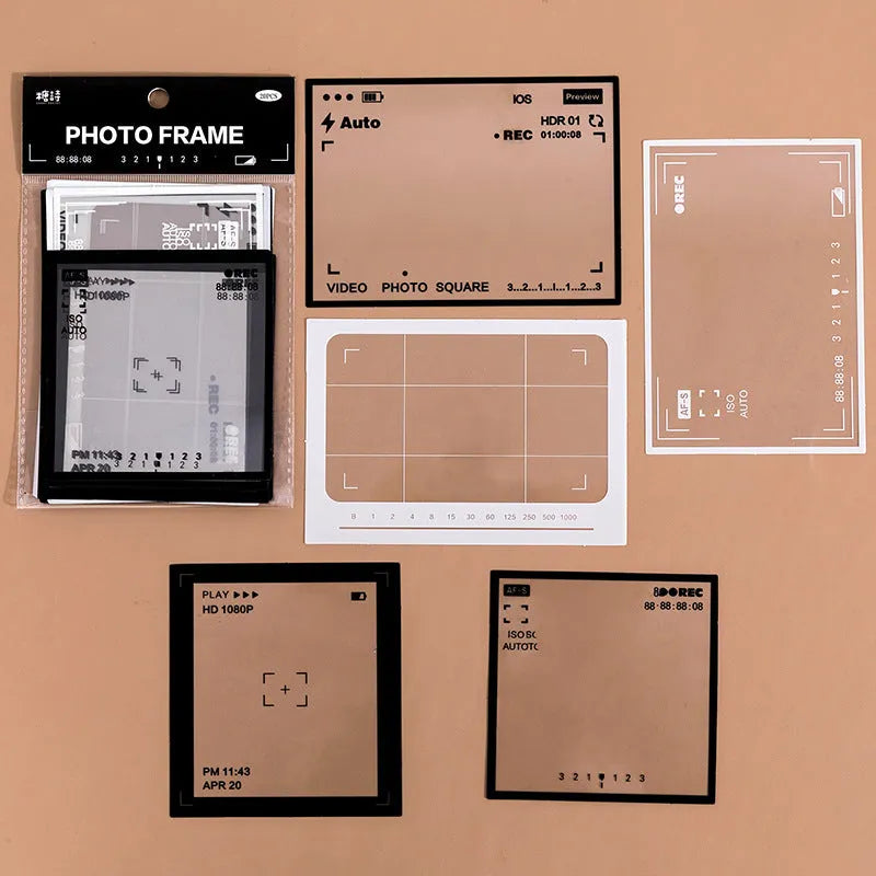 Frame Series retro decorative stickers pack with 15 transparent PET sheets