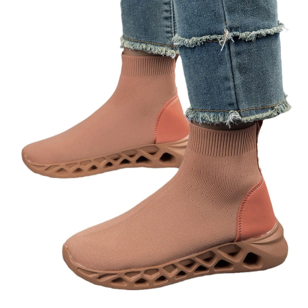 Women's low-top mesh casual shoes in terracotta warriors colour with slip-on design