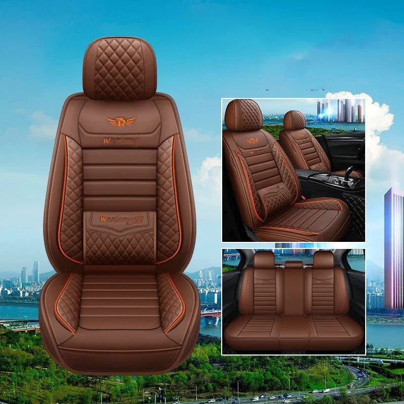 Universal car seat cushion with high elastic sponge filler in red, green, and black colour options.