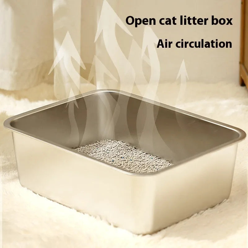 Stainless steel litter box 60x40x20 cm with anti-corrosion finish