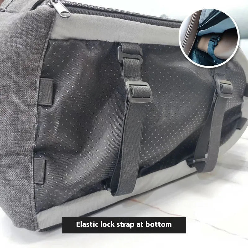 Cloth pet carrier bag for small dogs and cats, 38cm by 25cm by 23cm, dark gray with structured shape